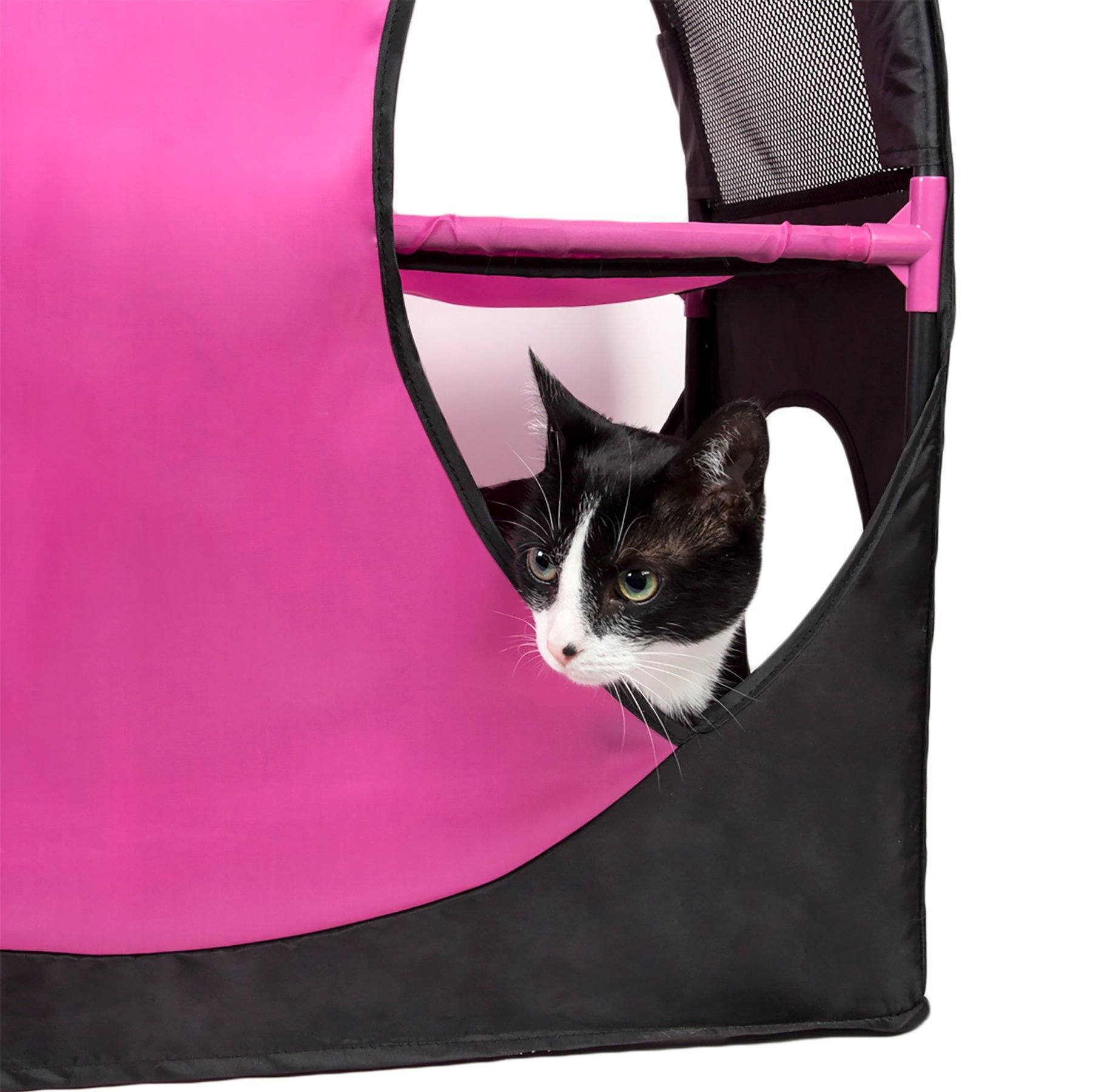 Pet Life ® 'Kitty-Play' Collapsible Travel Interactive Kitty Cat Tree Maze House Lounger Tunnel Lounge - P's One-Stop Shop 