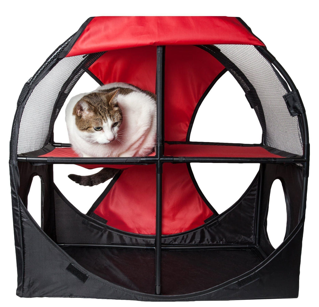 Pet Life ® 'Kitty-Play' Collapsible Travel Interactive Kitty Cat Tree Maze House Lounger Tunnel Lounge - P's One-Stop Shop 