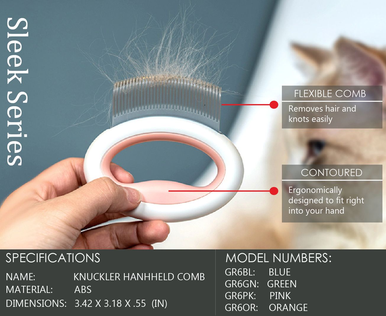 Pet Life ® 'Knuckler' Handheld Travel Flexible Grooming Pet Rake Comb - P's One-Stop Shop 