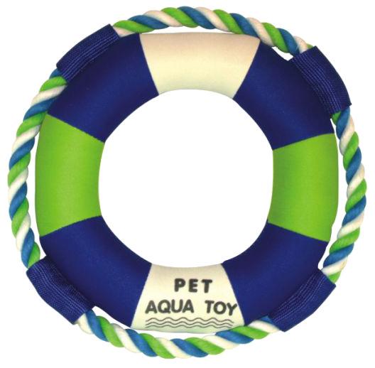 Pet Life ® 'Life Raver' Rounded Squeaking and Jute Rope Floating Dog Toy - P's One-Stop Shop 