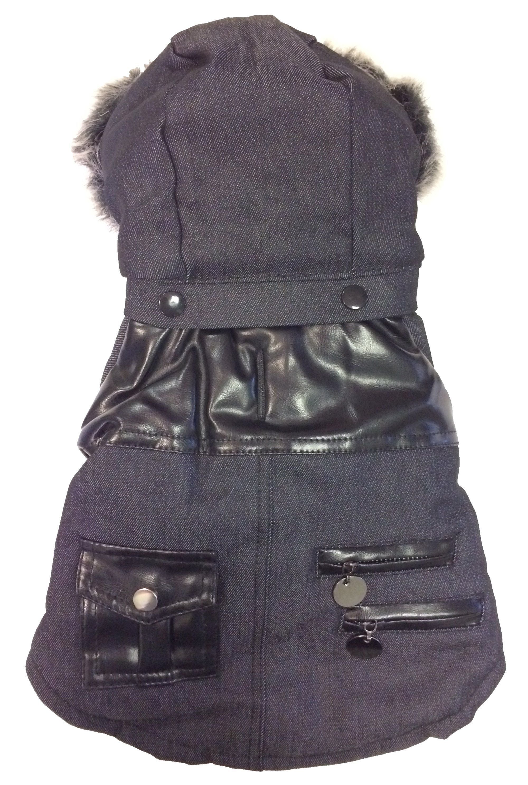 Pet Life ® 'Ruff-Choppered' Denim Fashioned Wool Dog Coat Jacket - P's One-Stop Shop 