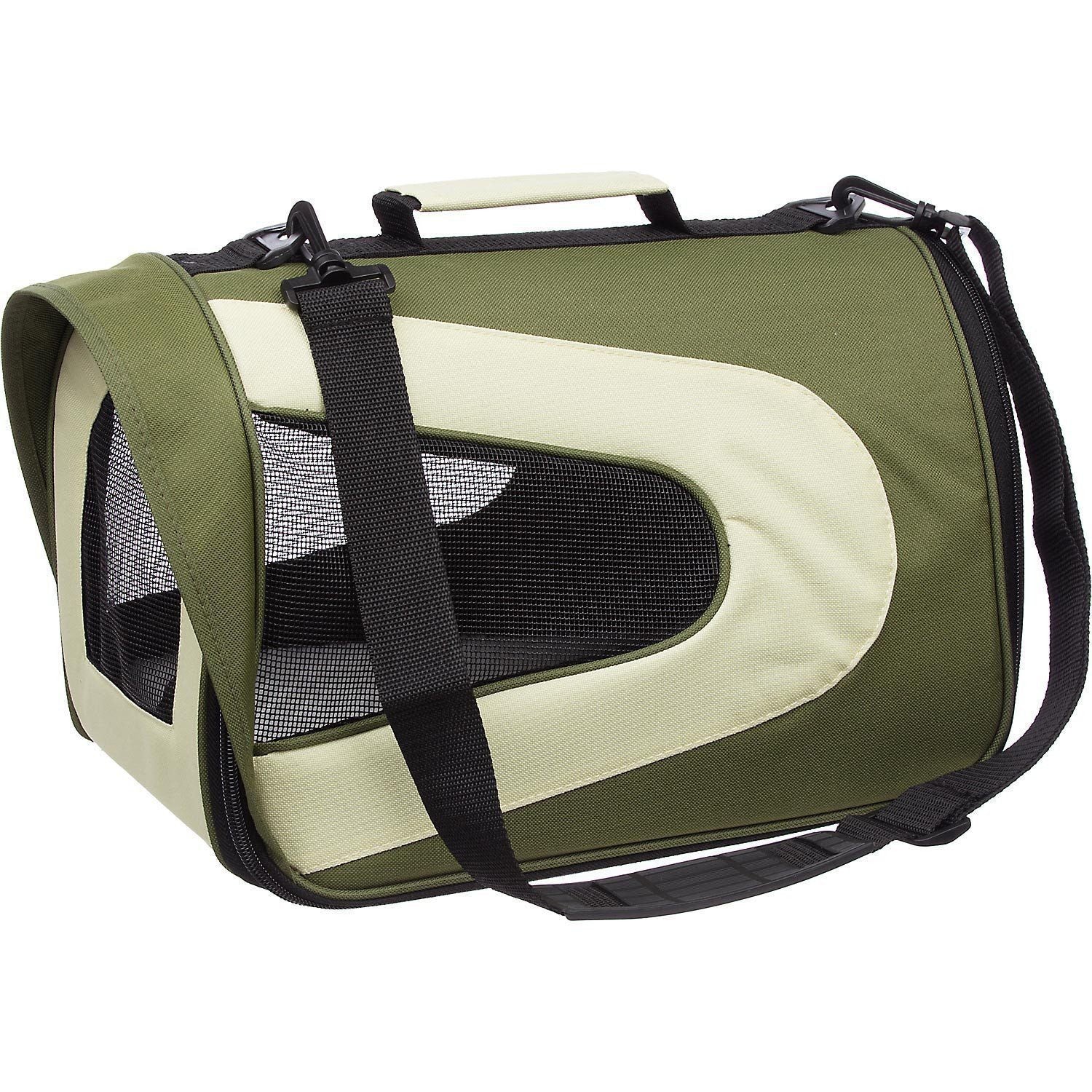 Pet Life ® Sporty Mesh Airline Approved Zippered Folding Collapsible Travel Pet Dog Carrier - P's One-Stop Shop 