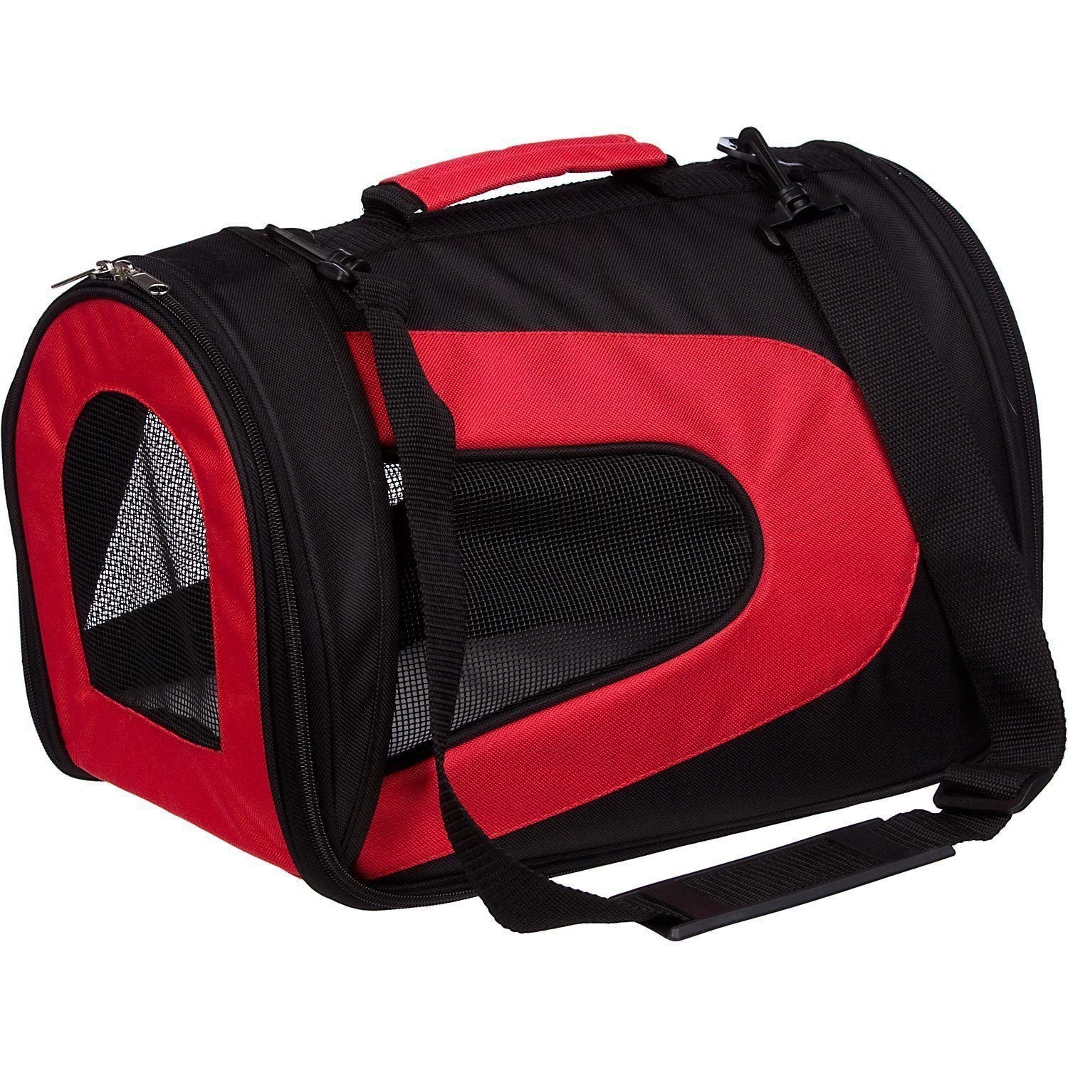 Pet Life ® Sporty Mesh Airline Approved Zippered Folding Collapsible Travel Pet Dog Carrier - P's One-Stop Shop 