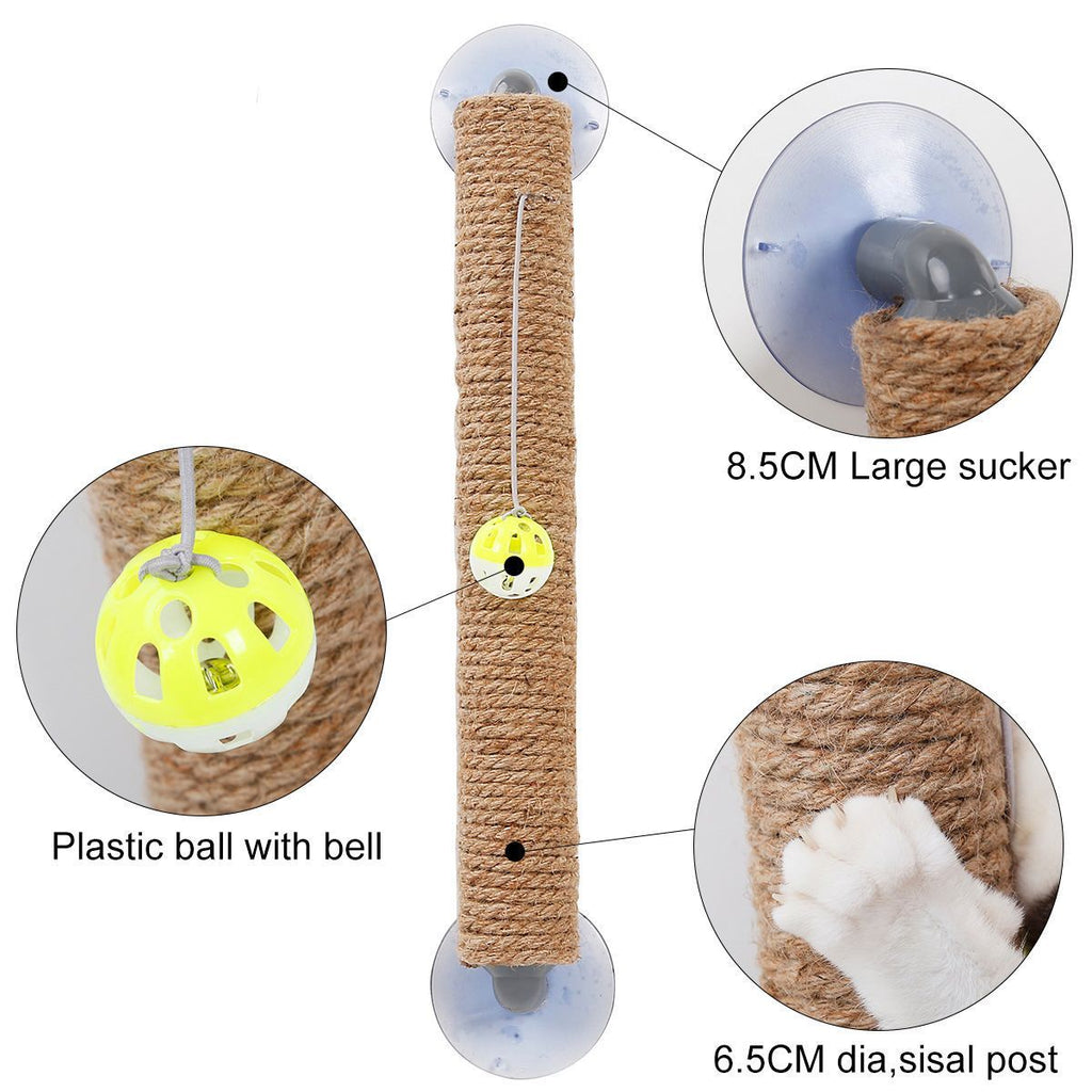 Pet Life ® 'Stick N' Claw' Sisal Rope and Toy Suction Cup Stick Shaped Cat Scratcher - P's One-Stop Shop 
