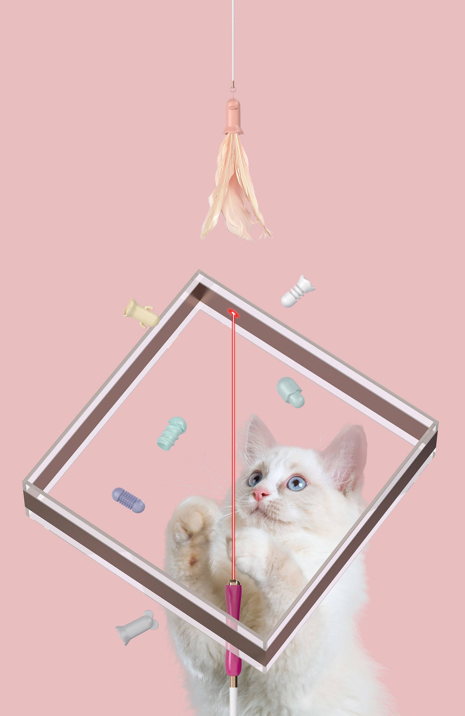 Pet Life ® 'Wander-cat' Customizeable and Extendable 10-in-1 Attachment Laser Cat Teaser - P's One-Stop Shop 
