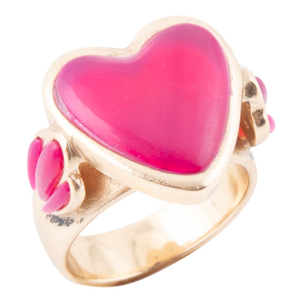 Pink Agate Heart Golden Statement Ring - P's One-Stop Shop 