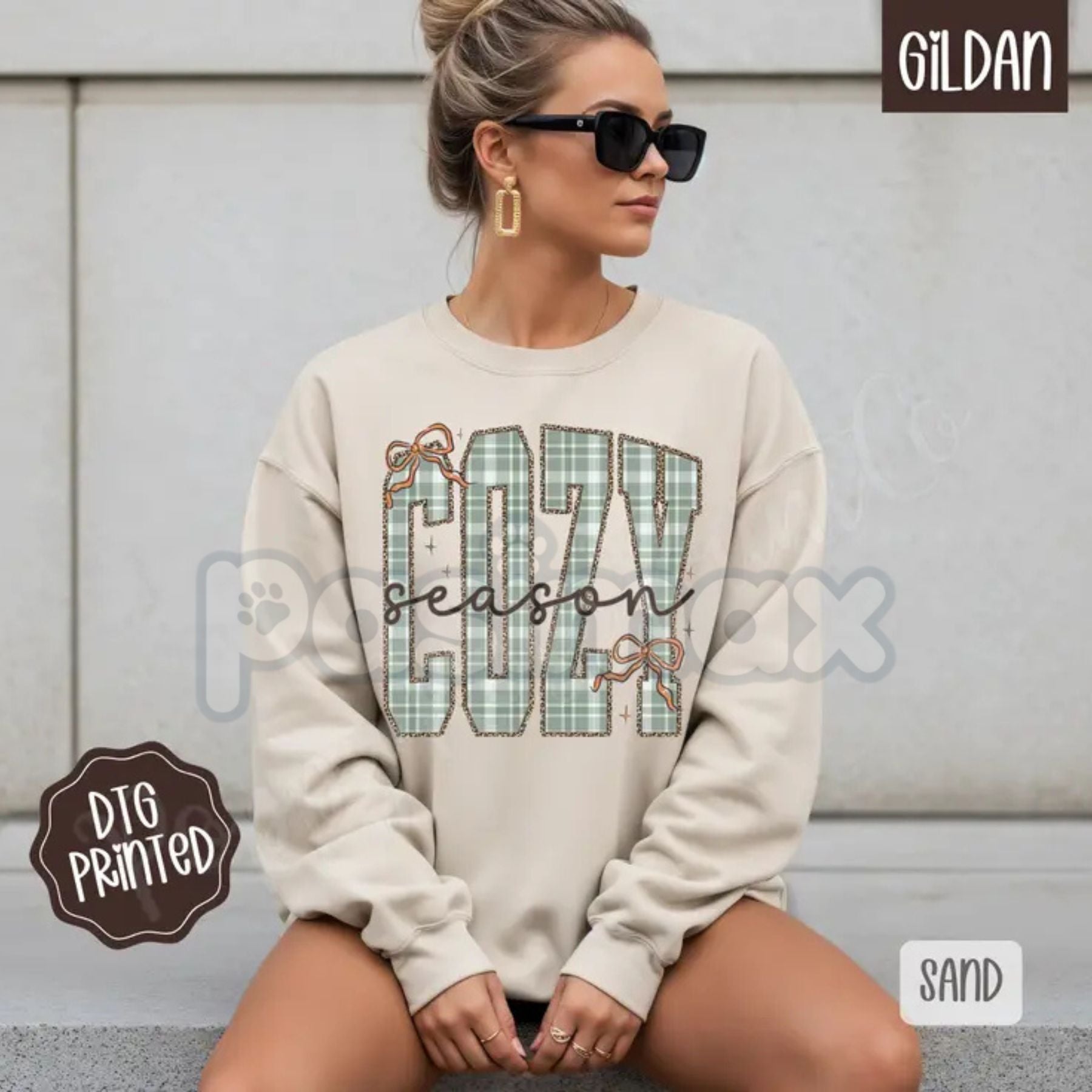 Plaid Cozy Sweatshirt | Trendy Women's Winter Sweater | Rustic Buffalo Plaid Crewneck | Warm Holiday Layering Jumper - P's One-Stop Shop 