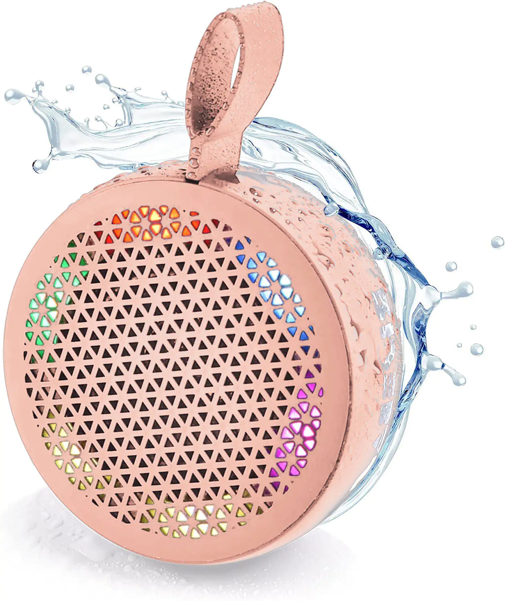 RISEBASS Water Resistant Bluetooth Shower Speaker, Handsfree Portable Speakerphone Control Buttons with LED Light, True Wireless Stereo for Bathroom, Kitchen, Hiking, Kayak, Beach, Gifts - P's One-Stop Shop 
