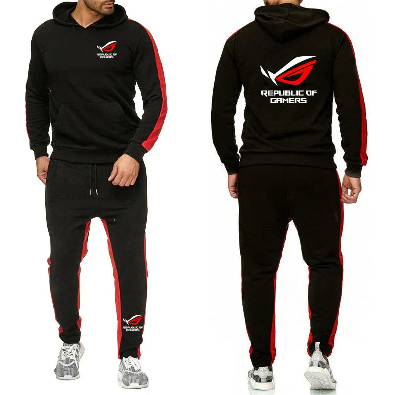 ROG Men's Fleece Tracksuit: Solid Color Jogger Set - P's One-Stop Shop 