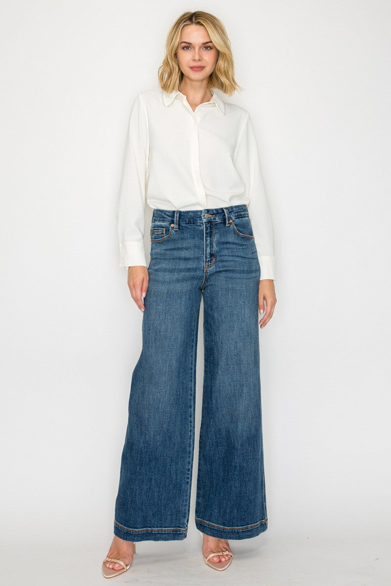 Relaxed High Rise Palazzo Jeans - P's One-Stop Shop 