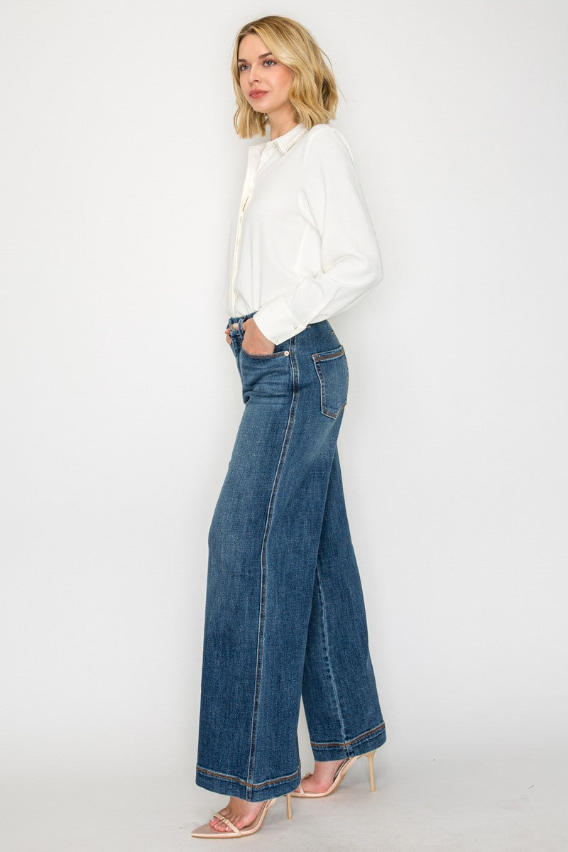 Relaxed High Rise Palazzo Jeans - P's One-Stop Shop 