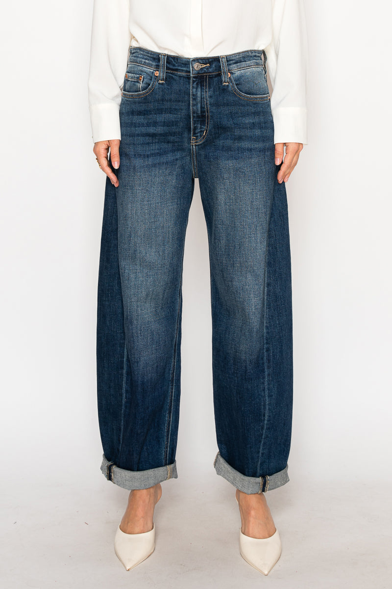 Relaxed Tapered Dark Wash Barrel Jeans - P's One-Stop Shop 