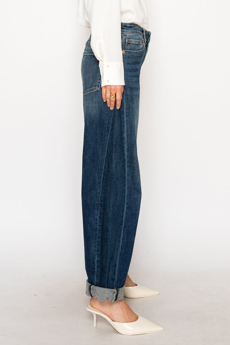 Relaxed Tapered Dark Wash Barrel Jeans - P's One-Stop Shop 