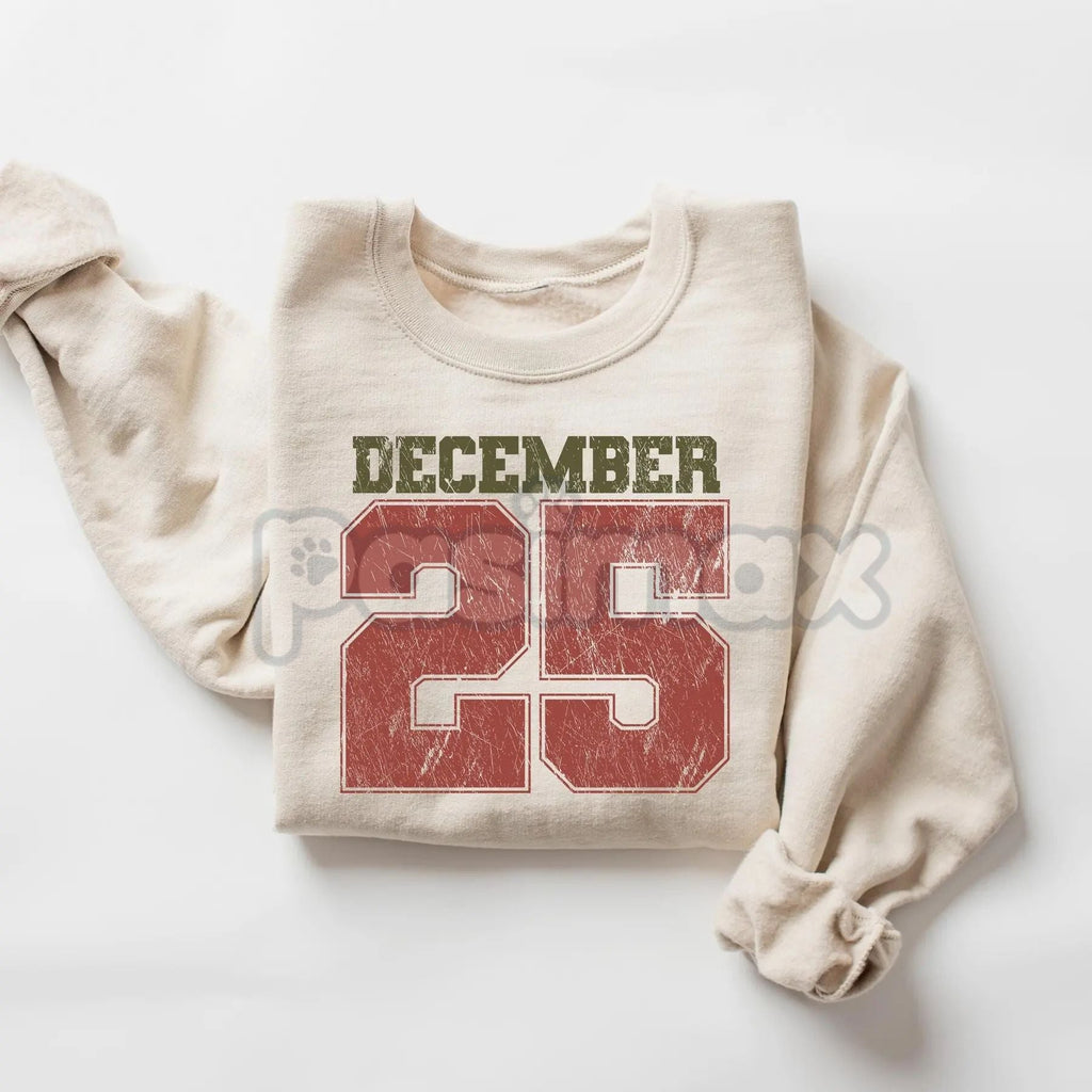 Retro December 25th Christmas Sweatshirt – Vintage Holiday Clothing Crewneck for Women - P's One-Stop Shop 