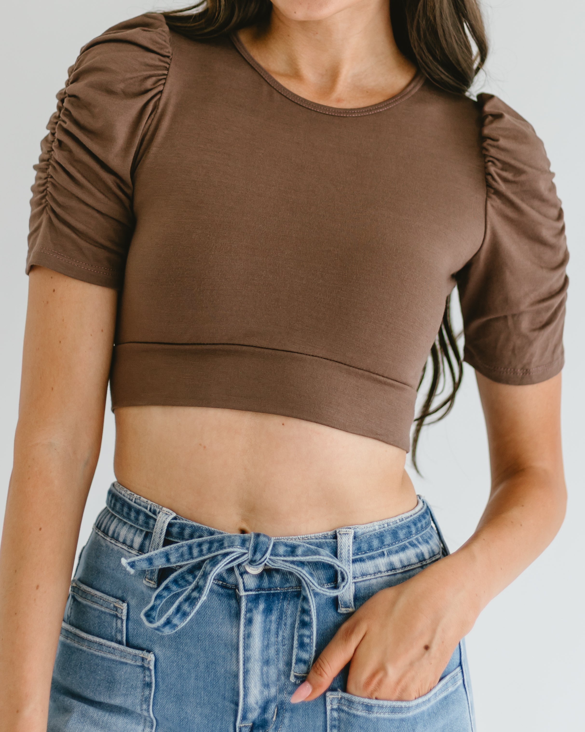 Ruched Sleeve Halftee - P's One-Stop Shop 