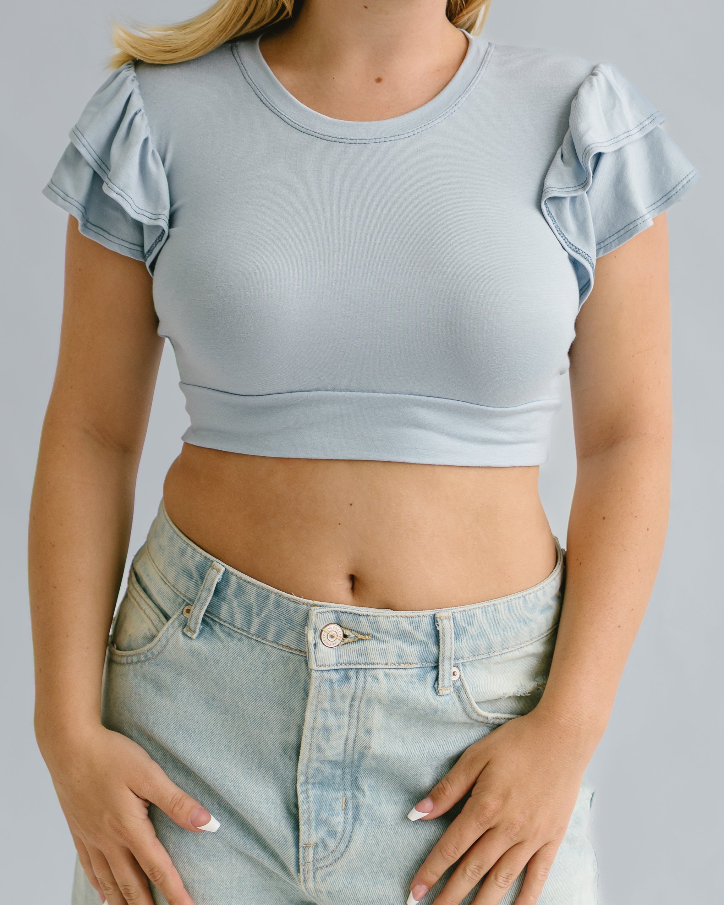 Ruffle Sleeve Halftee - P's One-Stop Shop 