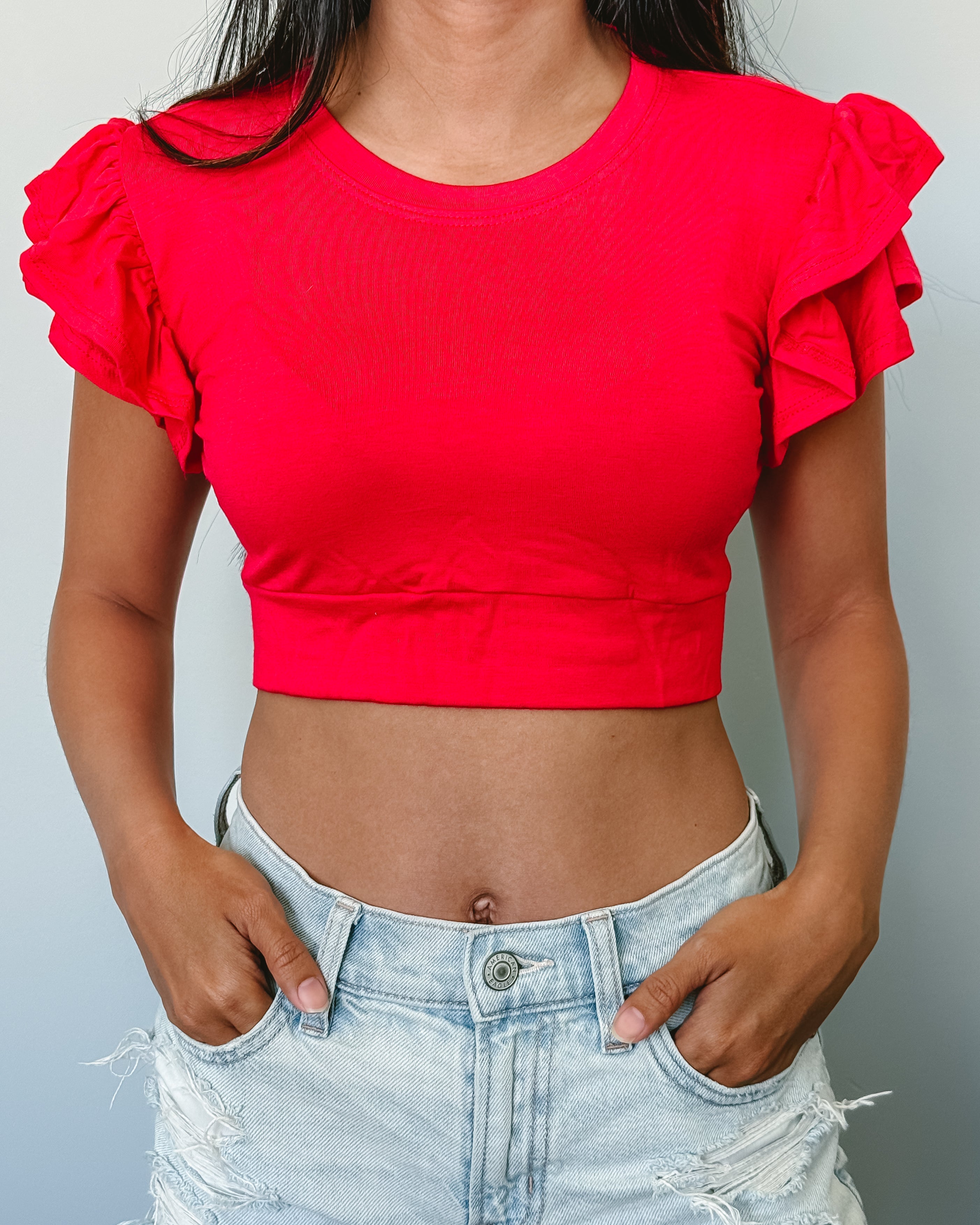 Ruffle Sleeve Halftee - P's One-Stop Shop 