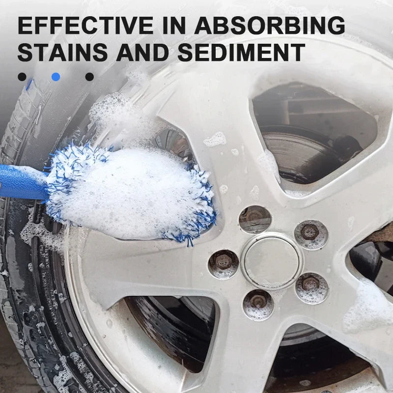 SEAMETAL Car Wheel Tire Rim Cleaning Brush Portable Plush Car Wheel Hub Brush Washing Tool Car Detailing Care Dust Removal Brush - P's One-Stop Shop 