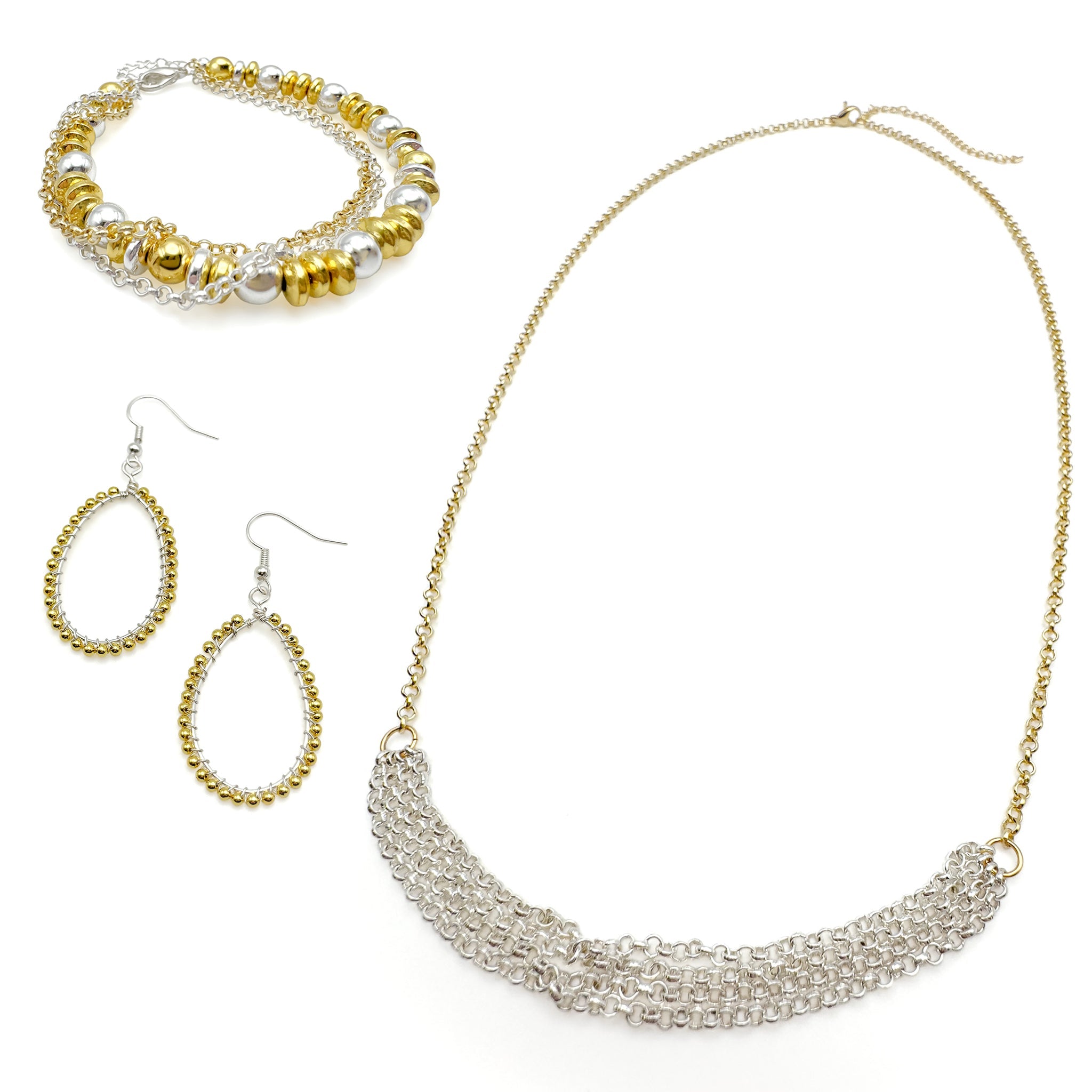 Silver & Gold Teardrop Earrings - Lightweight Statement Jewelry - P's One-Stop Shop 
