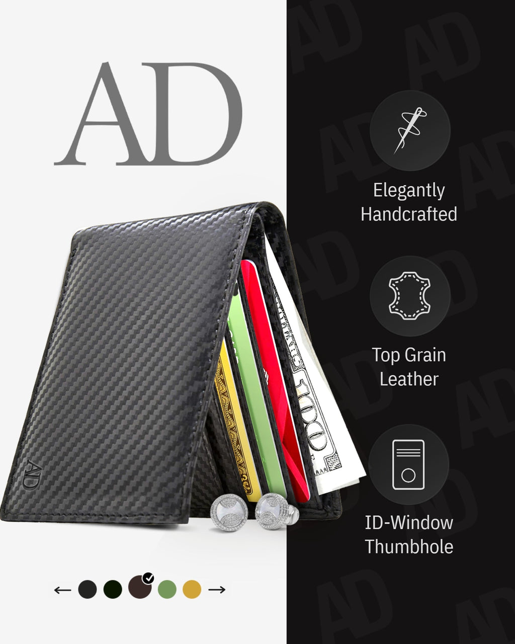 Slim Bifold Wallet With ID Window - P's One-Stop Shop 