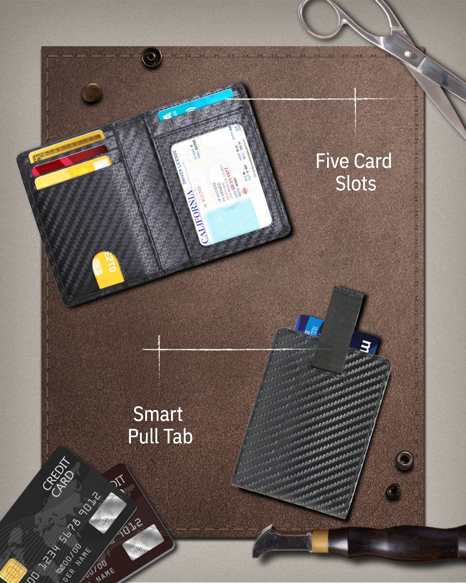 Slim Bifold Wallet With Pull Strap - P's One-Stop Shop 