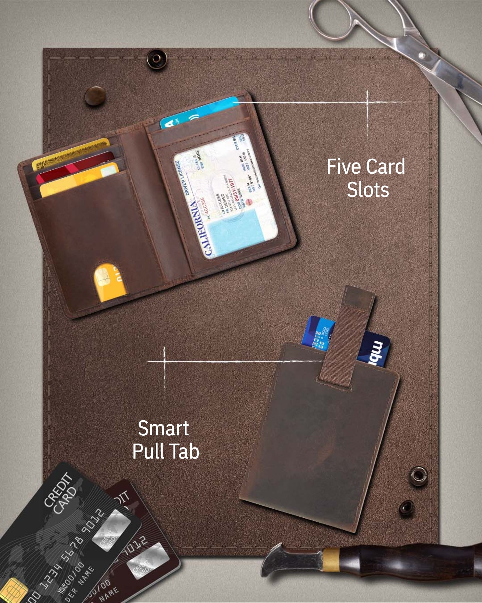Slim Bifold Wallet With Pull Strap - P's One-Stop Shop 