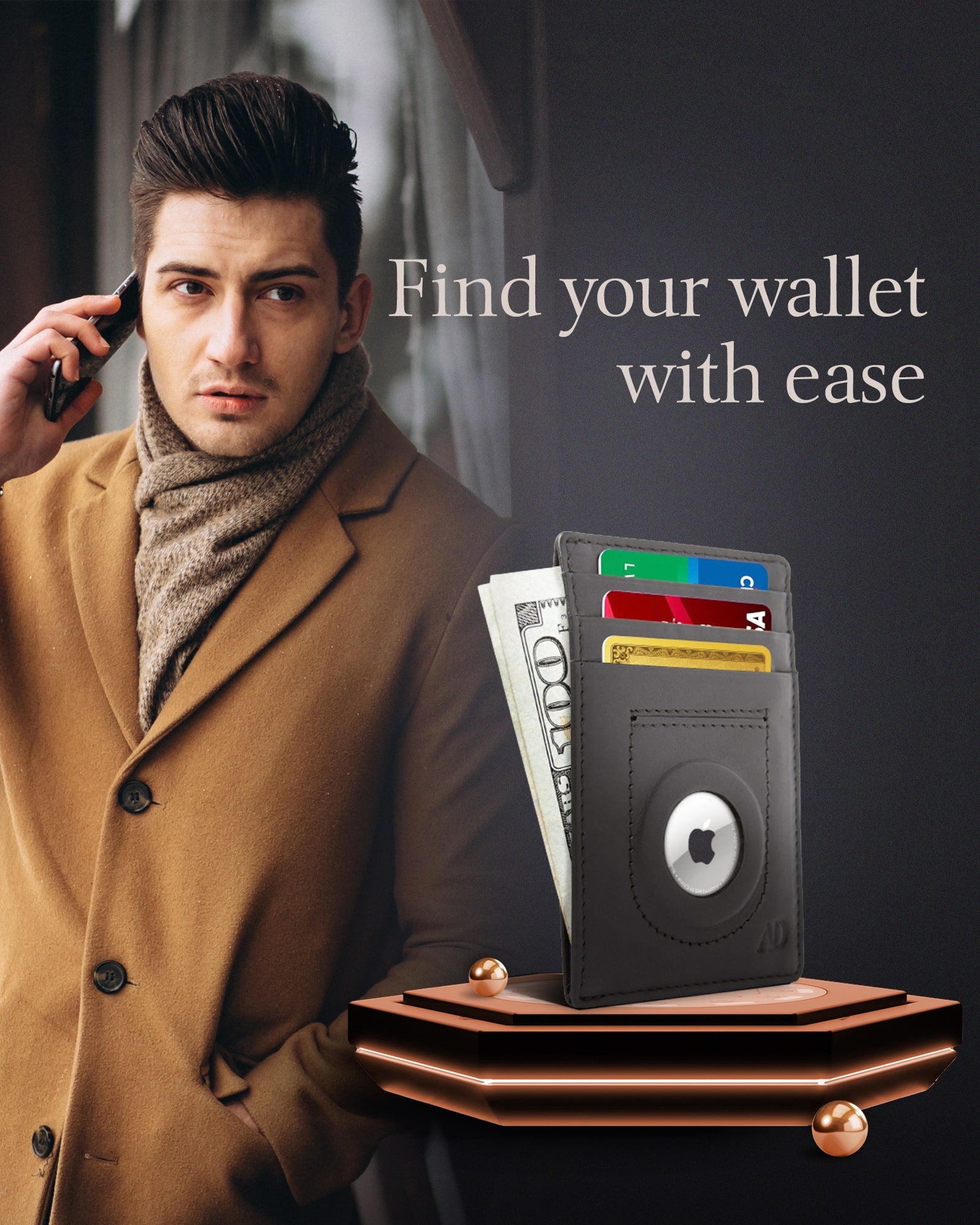 Slim Card Holder With Air Tag Holder - P's One-Stop Shop 