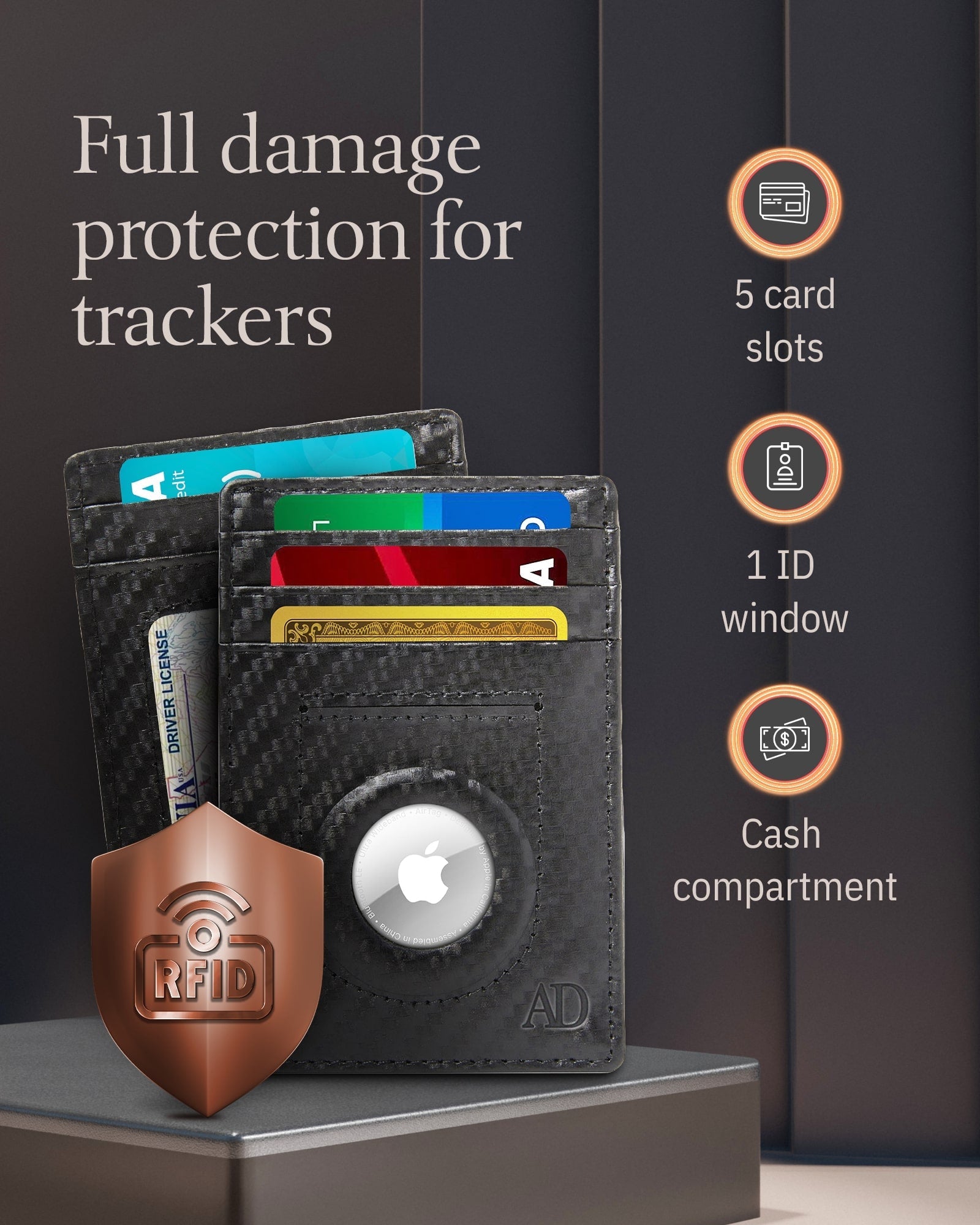 Slim Card Holder With Air Tag Holder - P's One-Stop Shop 