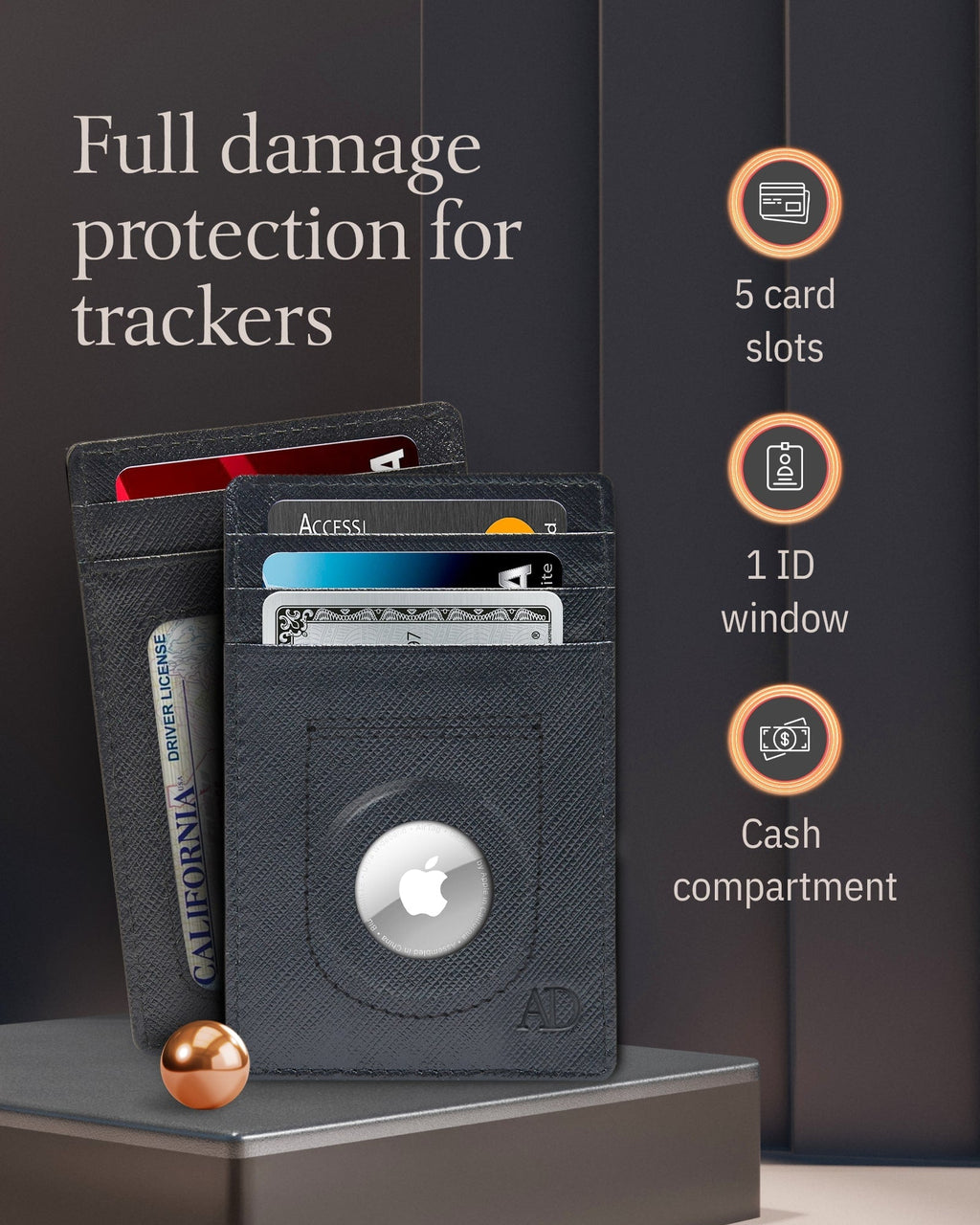 Slim Card Holder With Air Tag Holder - P's One-Stop Shop 