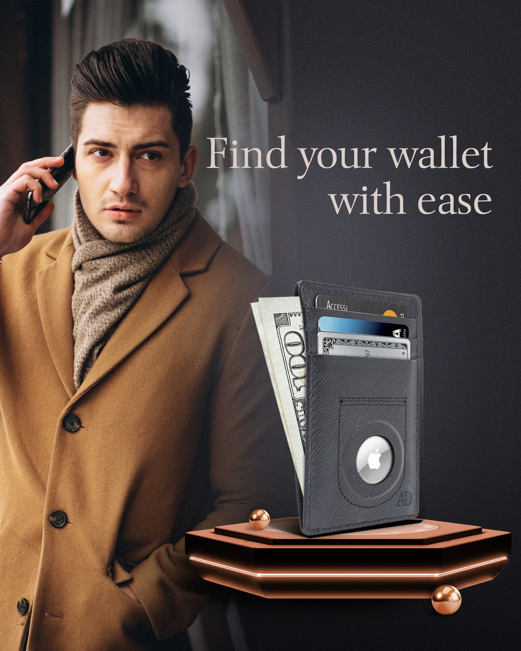 Slim Card Holder With Air Tag Holder - P's One-Stop Shop 