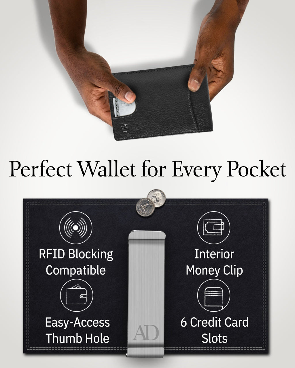 Slim Money Clip Bifold Wallet - P's One-Stop Shop 