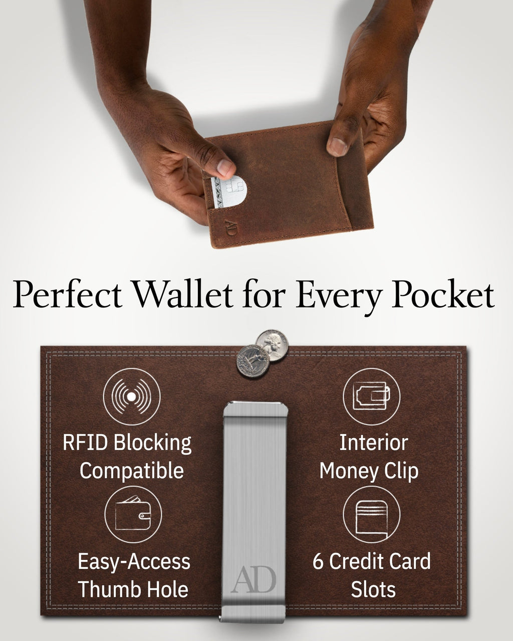 Slim Money Clip Bifold Wallet - P's One-Stop Shop 