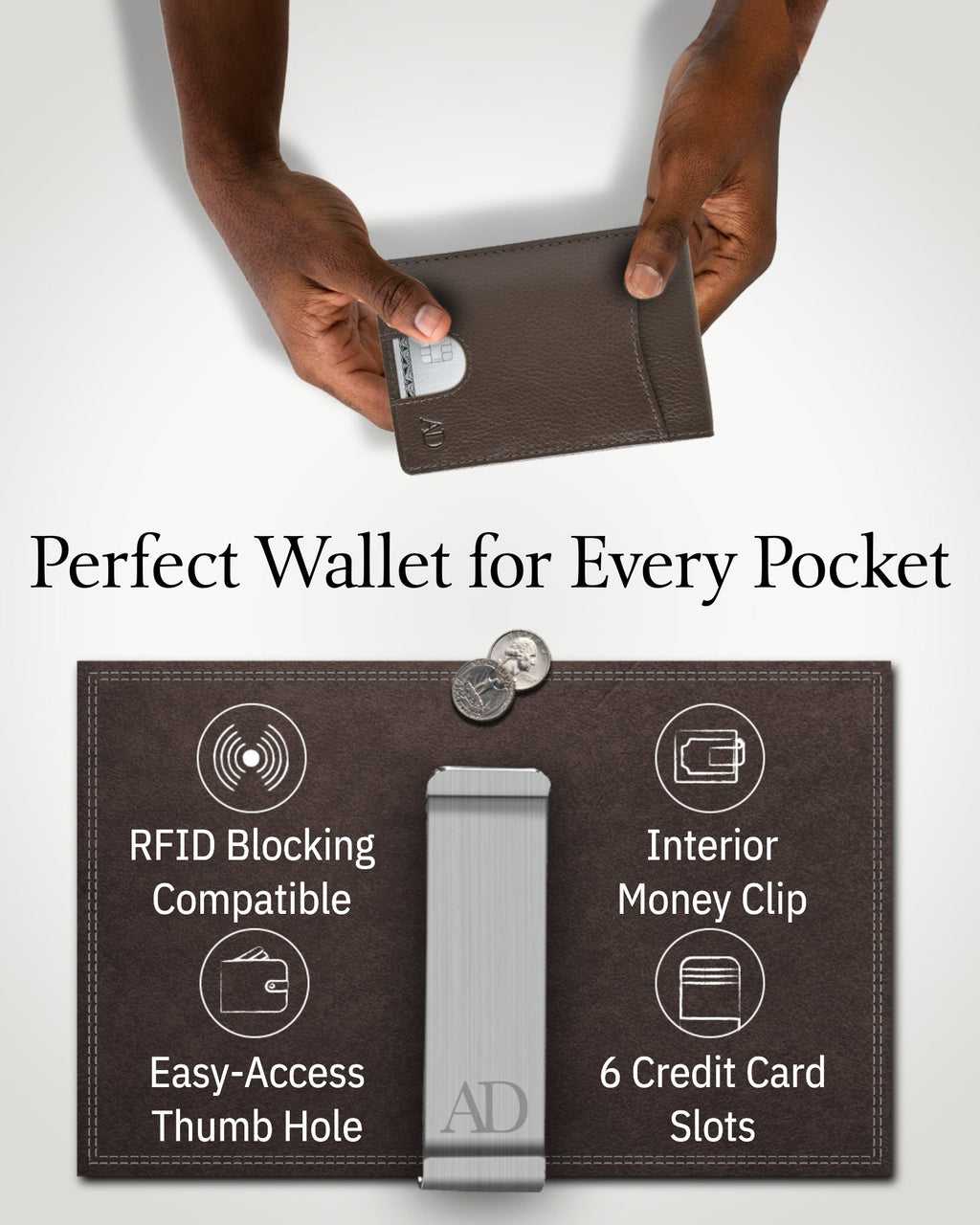 Slim Money Clip Bifold Wallet - P's One-Stop Shop 