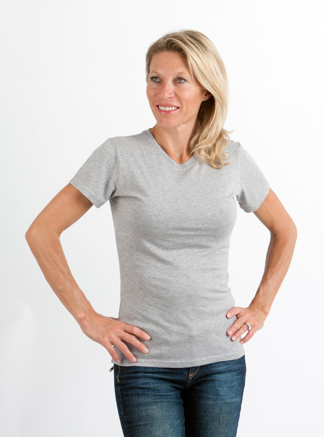 Spun Bamboo Women's Bamboo/Cotton Short Sleeve Crew Neck T-Shirt - Heather Grey - P's One-Stop Shop 