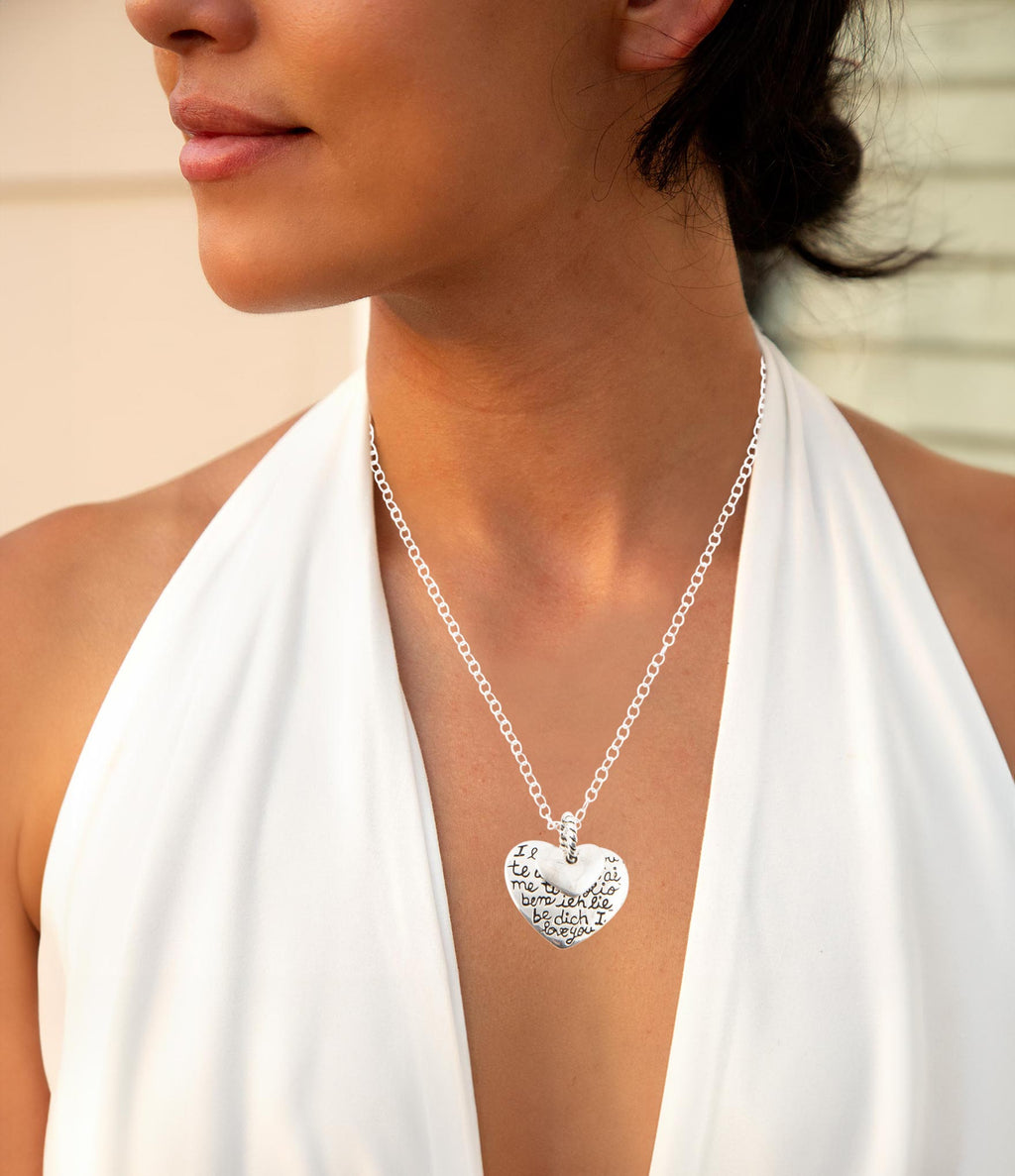 Sterling Silver Engraved Heart Pendant Neckalce - P's One-Stop Shop 
