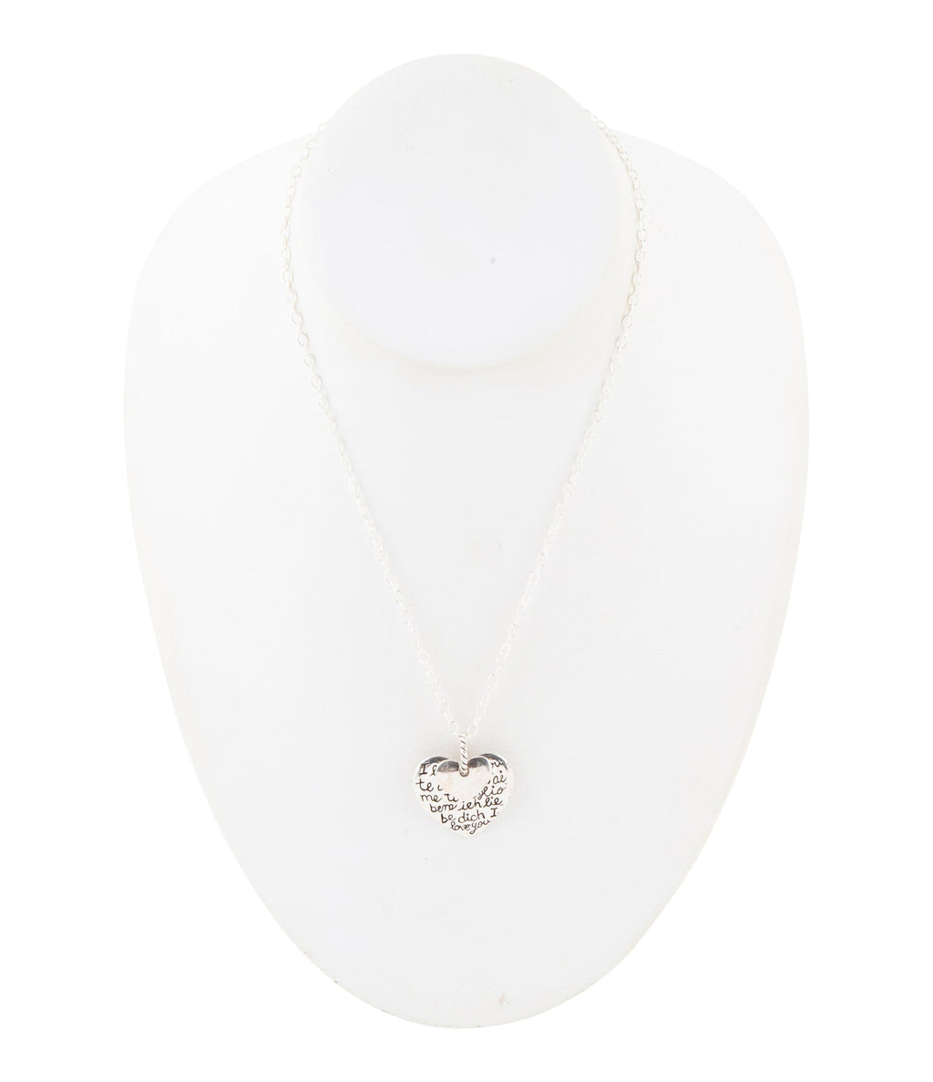 Sterling Silver Engraved Heart Pendant Neckalce - P's One-Stop Shop 