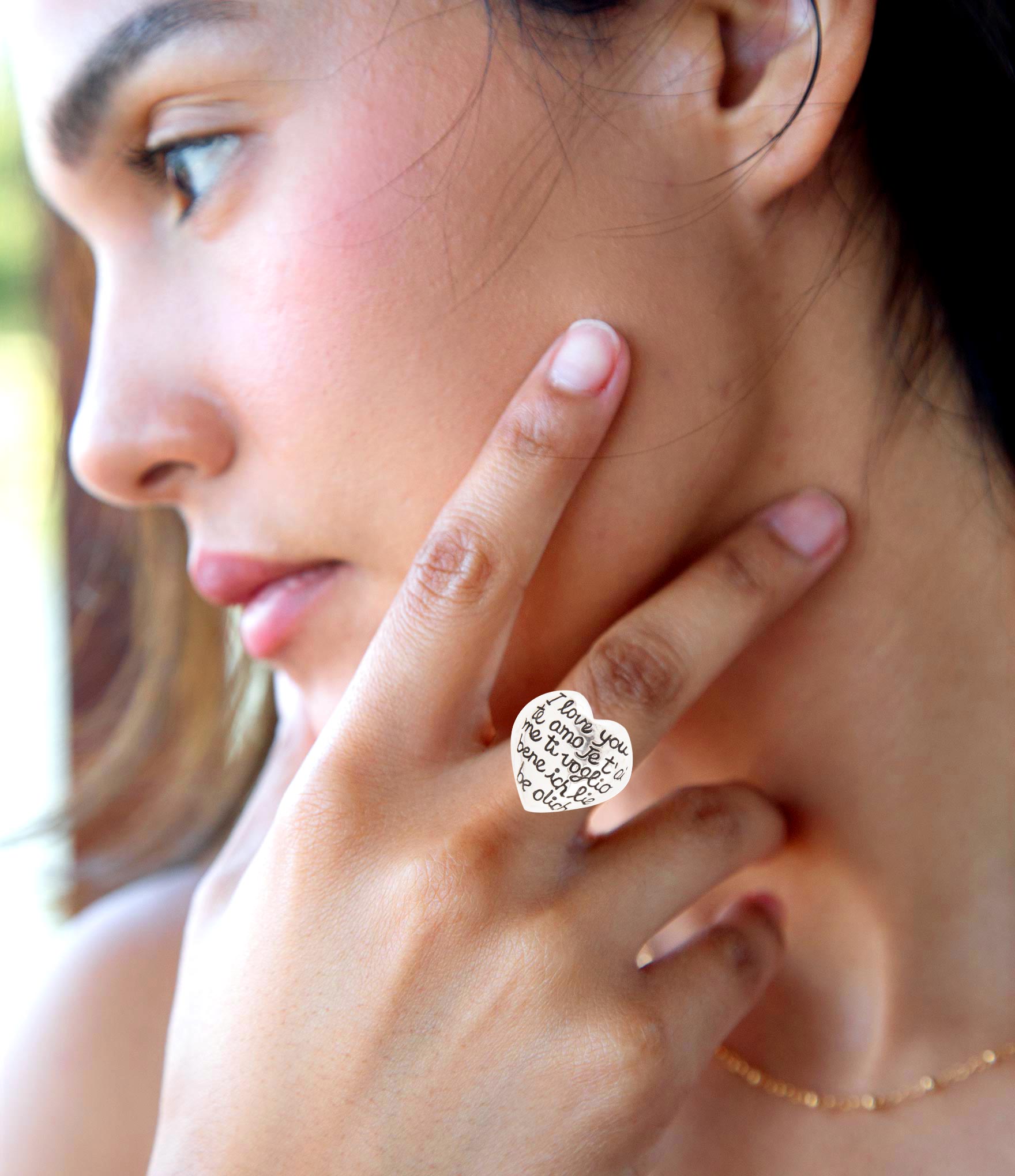 Sterling Silver Engraved Heart Statement Ring - P's One-Stop Shop 