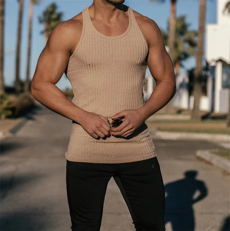 StriveFit Men's Stripe Gym Tank - Summer 2026 - P's One-Stop Shop 