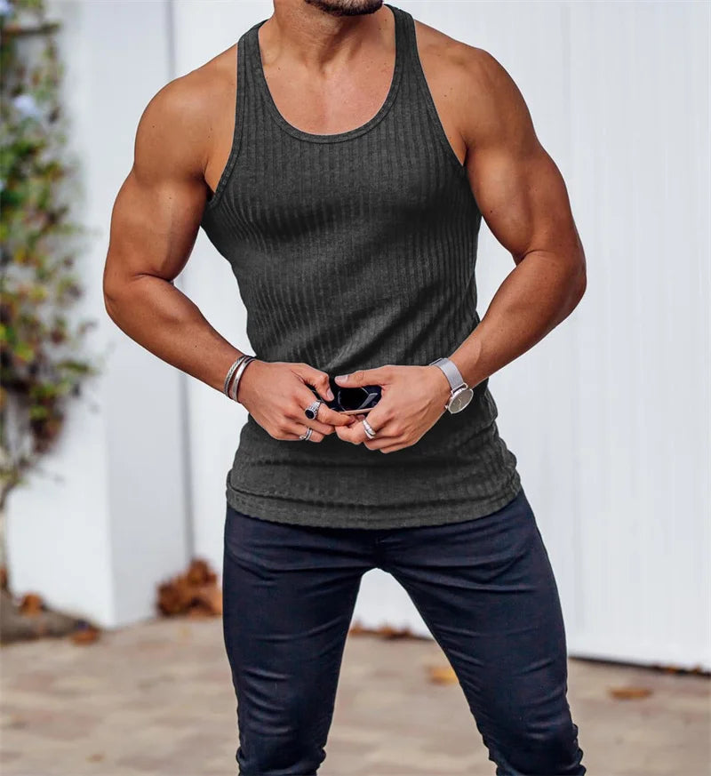StriveFit Men's Stripe Gym Tank - Summer 2026 - P's One-Stop Shop 