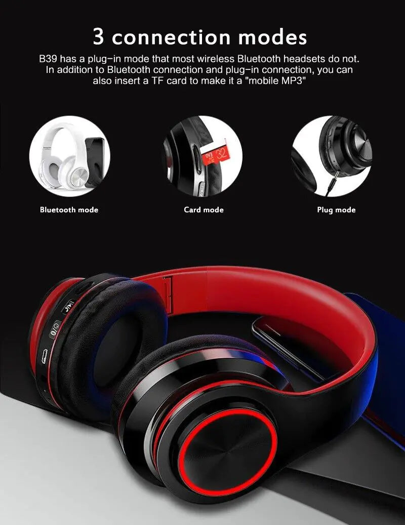 Super Bass Wireless Bluetooth Headphones Foldable Stereo Earphones Headsets Mic - P's One-Stop Shop 
