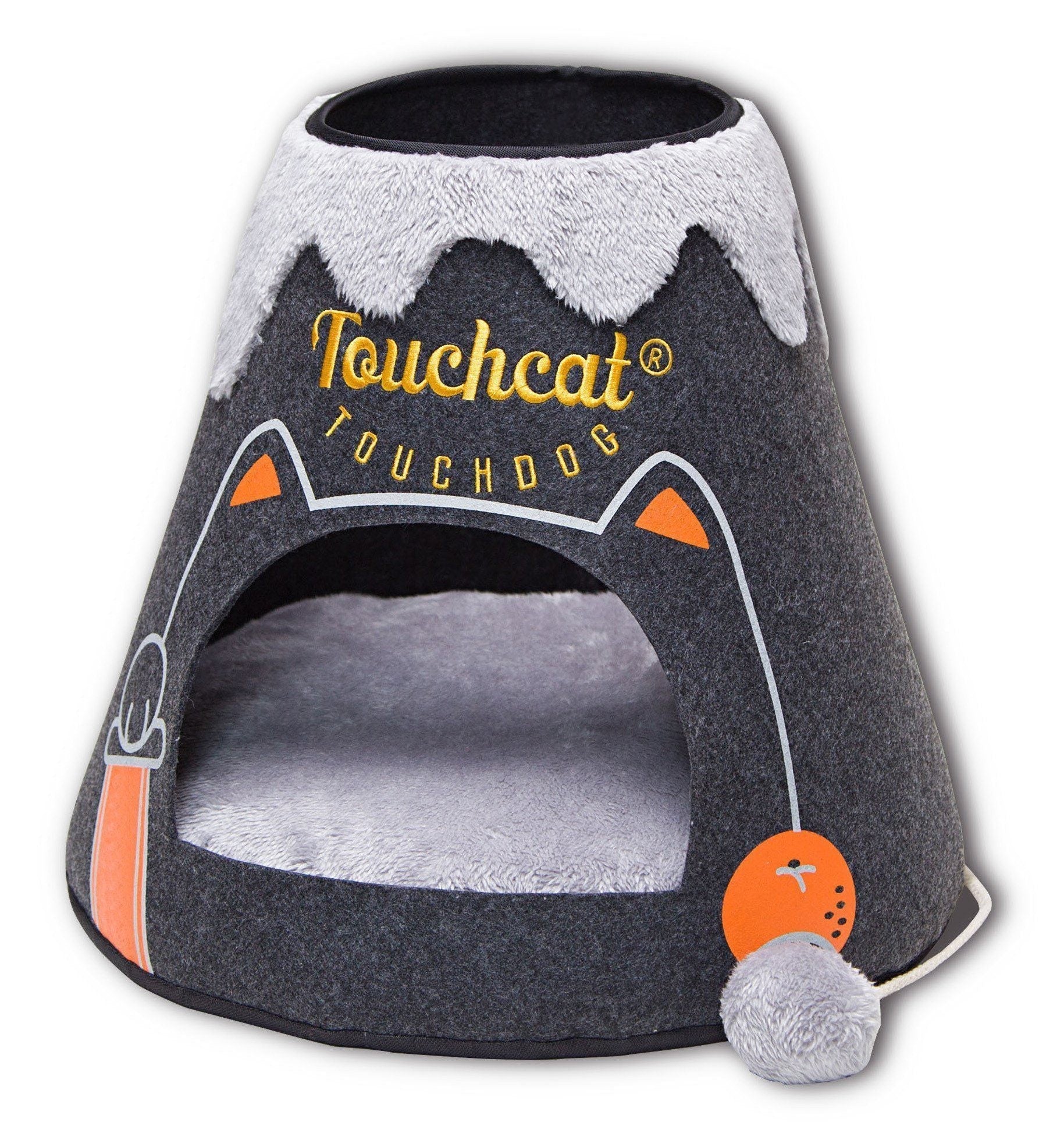 Touchcat ® 'Molten Lava' Triangular Frashion Designer Pet Kitty Cat Bed House Lounge Lounger w/ Hanging Teaser Toy - P's One-Stop Shop 
