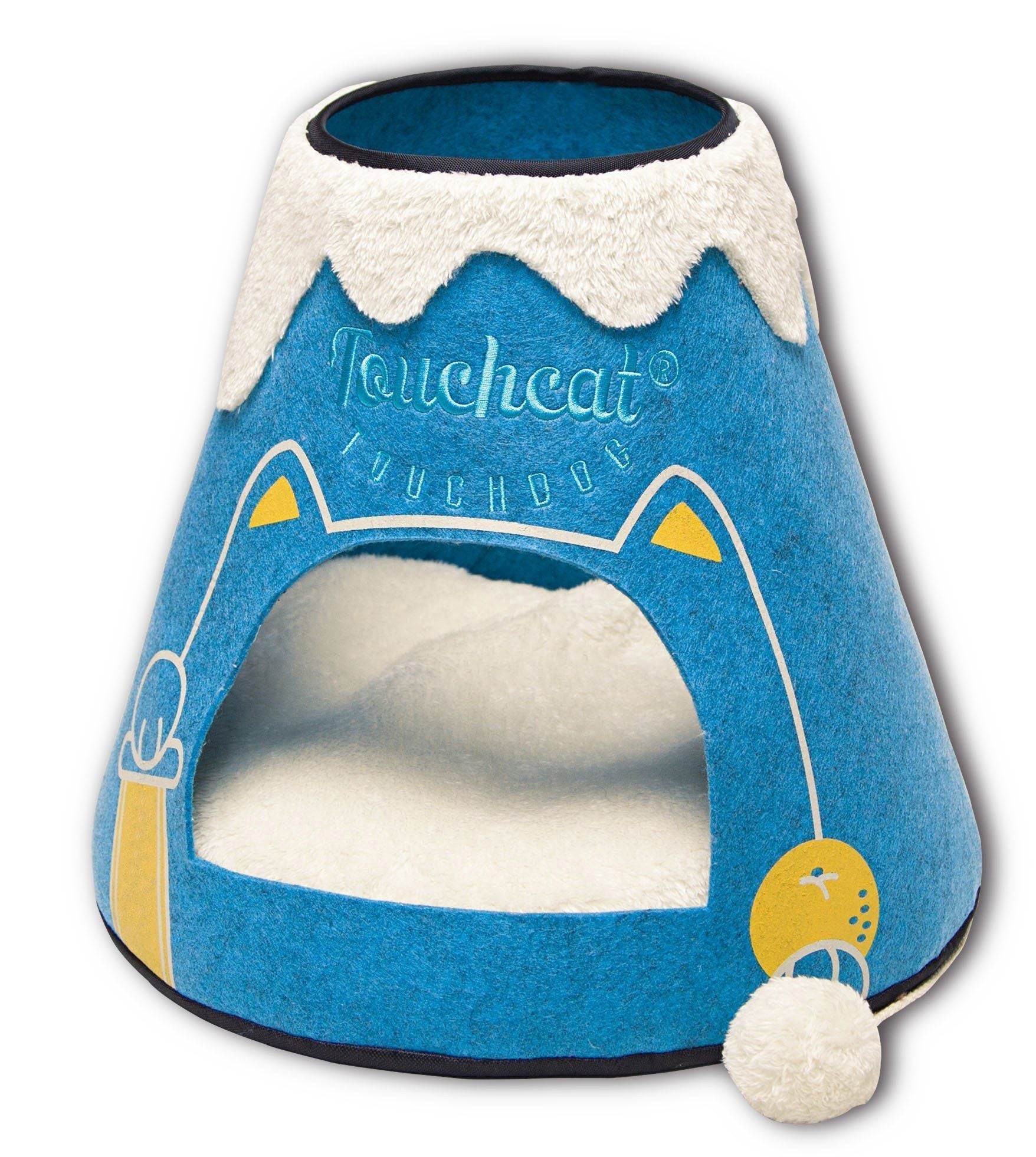 Touchcat ® 'Molten Lava' Triangular Frashion Designer Pet Kitty Cat Bed House Lounge Lounger w/ Hanging Teaser Toy - P's One-Stop Shop 