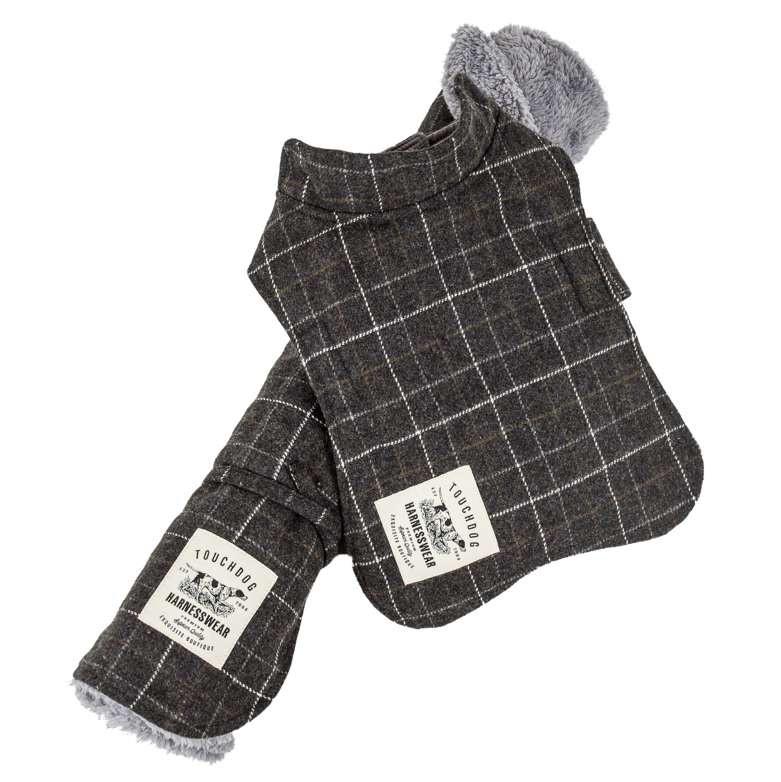 Touchdog ® 2-In-1 Windowpane Plaid Dog Jacket and Matching Reversible Dog Mat - P's One-Stop Shop 