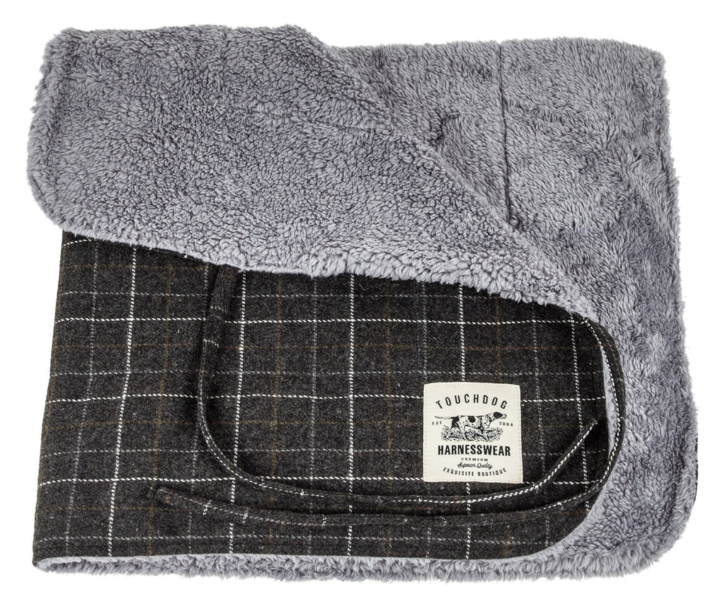 Touchdog ® 2-In-1 Windowpane Plaid Dog Jacket and Matching Reversible Dog Mat - P's One-Stop Shop 