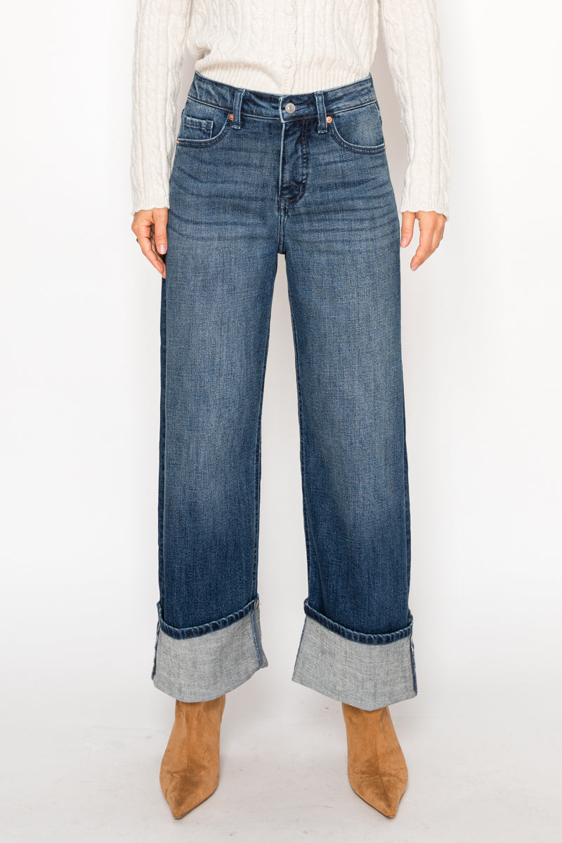 Tummy Control High Rise A-wide Jeans - P's One-Stop Shop 