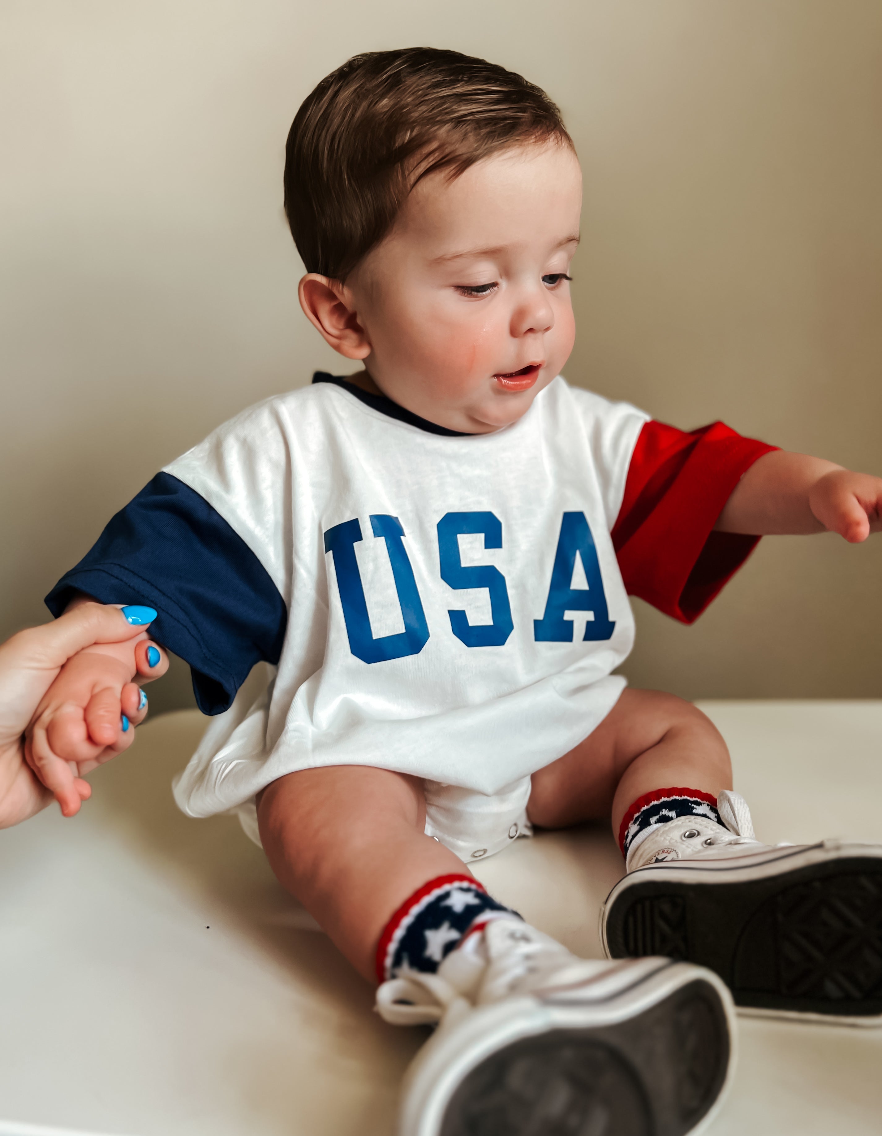 USA Colorblock T-Shirt Romper - P's One-Stop Shop 