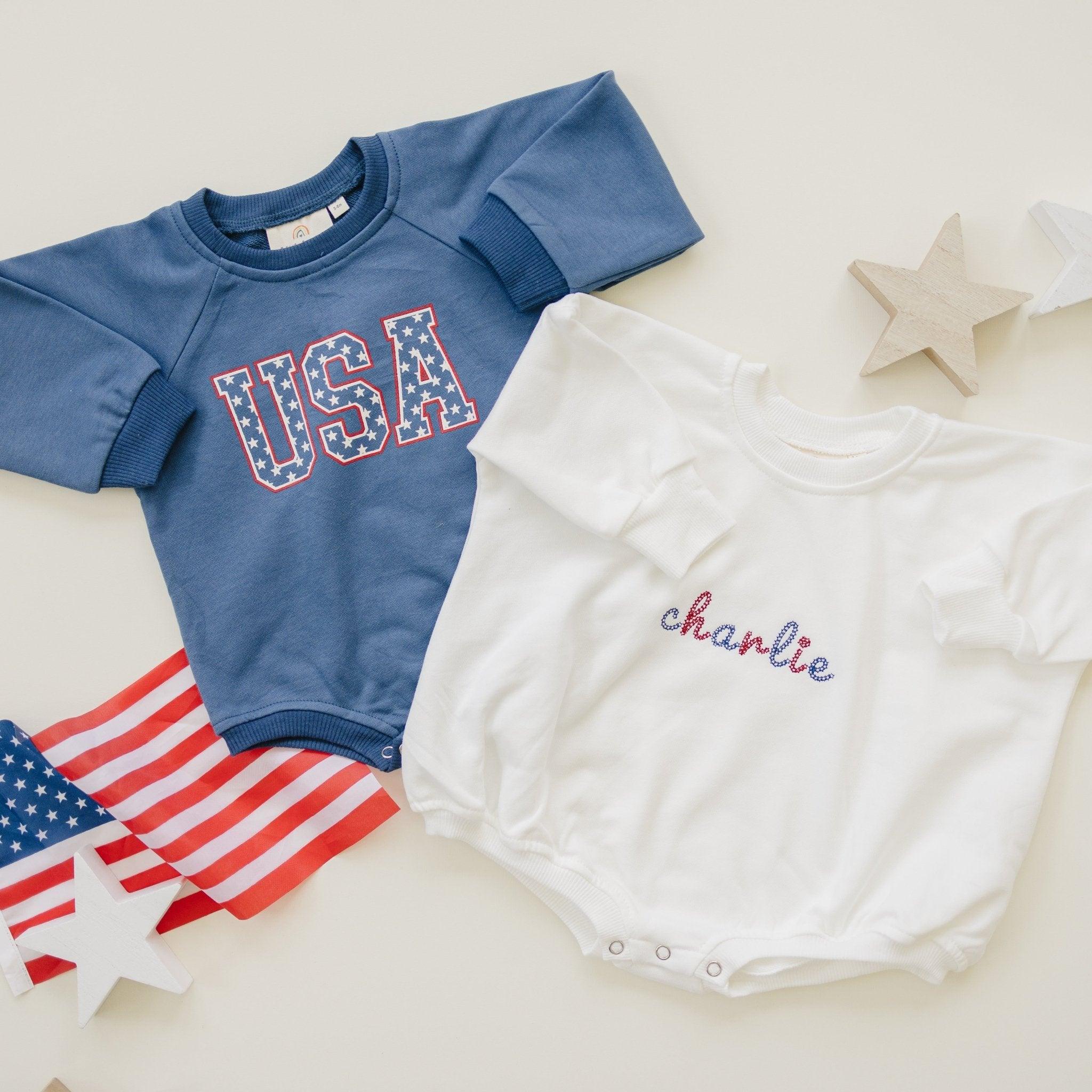 USA Stars Sweatshirt Romper - P's One-Stop Shop 