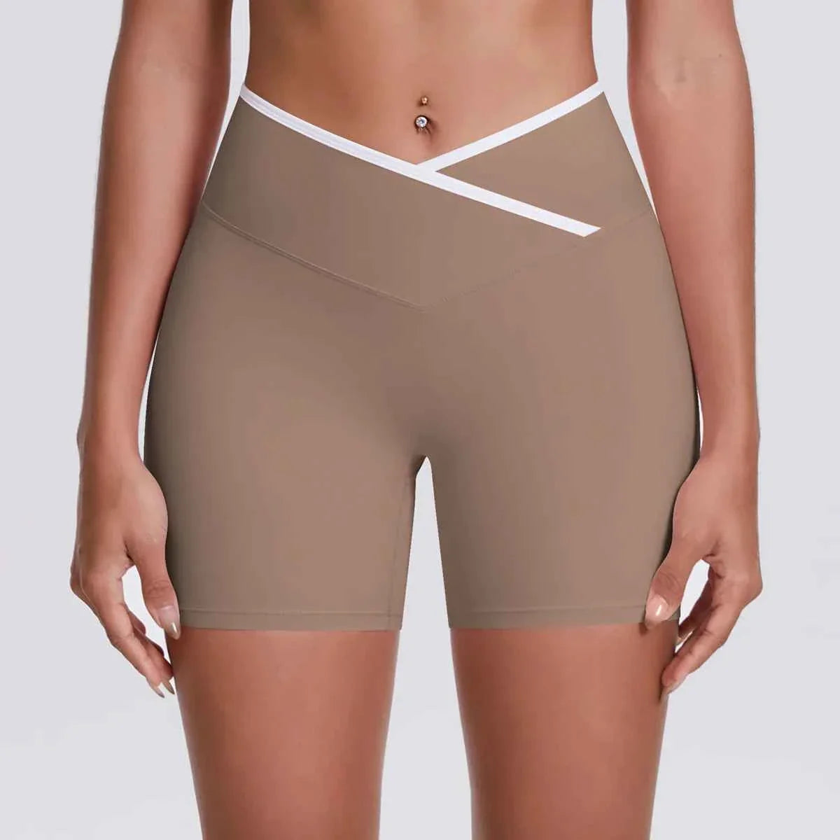 V-Shaped Waist Women's Yoga Fitness Shorts - P's One-Stop Shop 