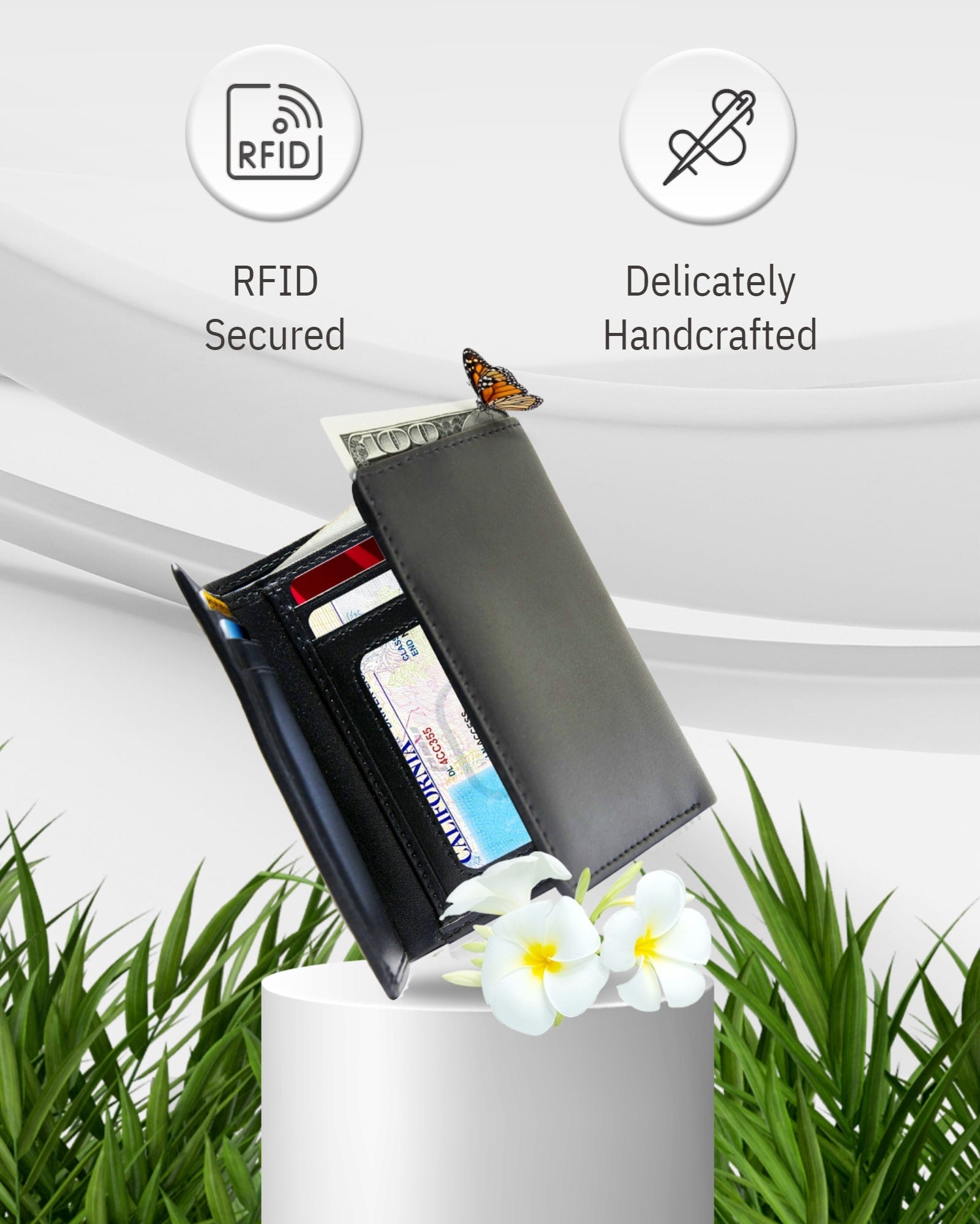 Vegan Trifold Wallet With ID Window - P's One-Stop Shop 