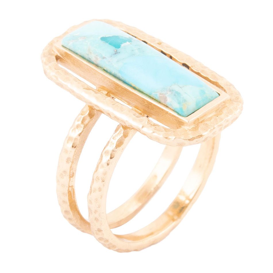 Willa Blue Turquoise Golden Statement Ring - P's One-Stop Shop 